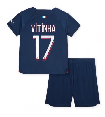 Paris Saint-Germain Vitinha Ferreira #17 Koti Pelipaita Lasten 2023-24 Lyhyet Hihat (+ Lyhyet housut)